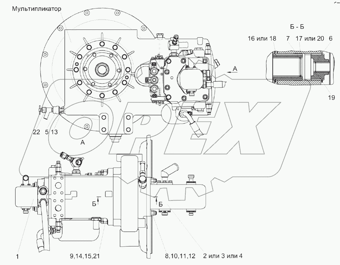 Установка гидронасосов КЗК-16-1-0100200-01