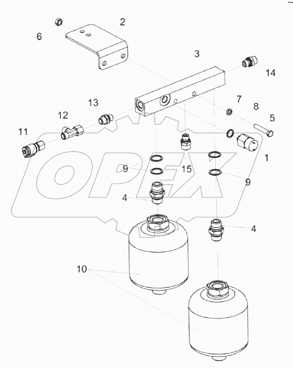 Блок пневмогидроаккумуляторов КЗК-1420-0606370