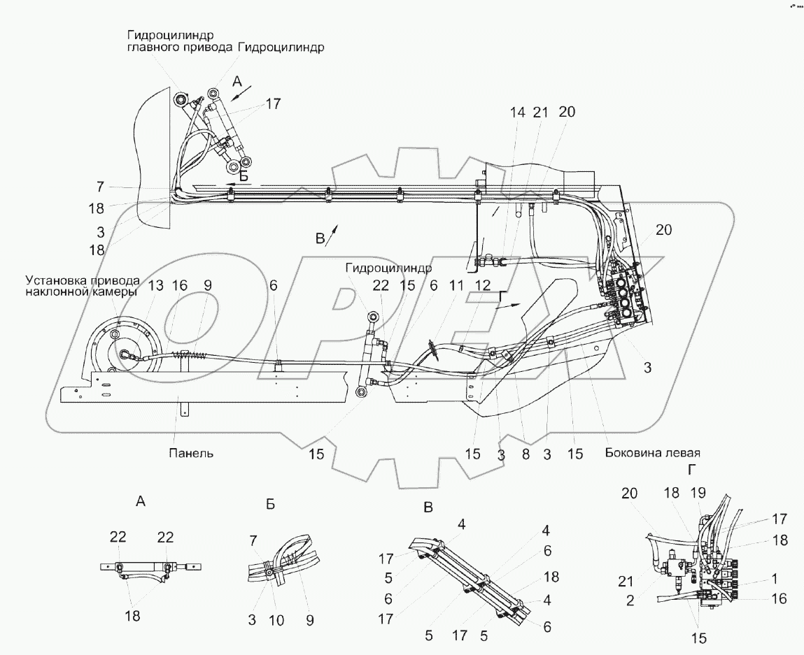 Гидросистема низкого давления КЗК-16-1-0609000А