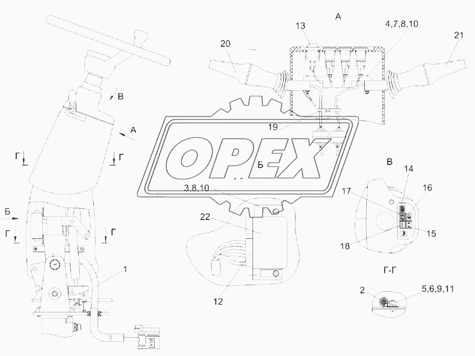 Электромонтаж колонки рулевой КЗК-1420-0723000