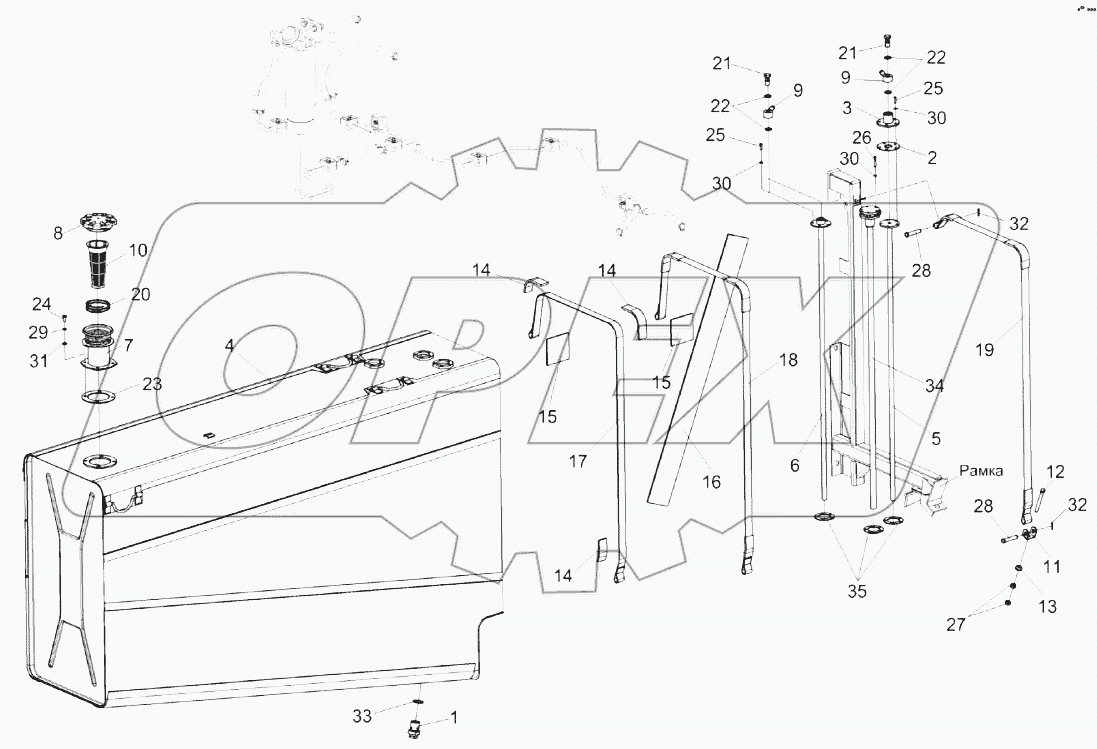Установка топливной системы КЗК-16-1-0126000