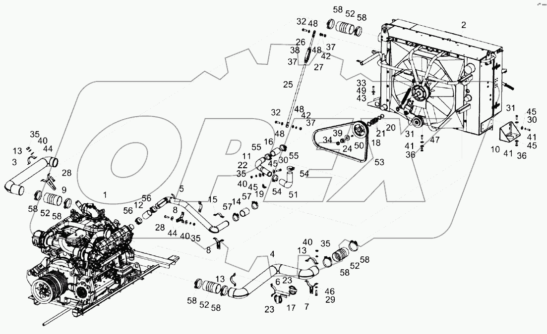 Установка двигателя КЗК-16-1-0106000