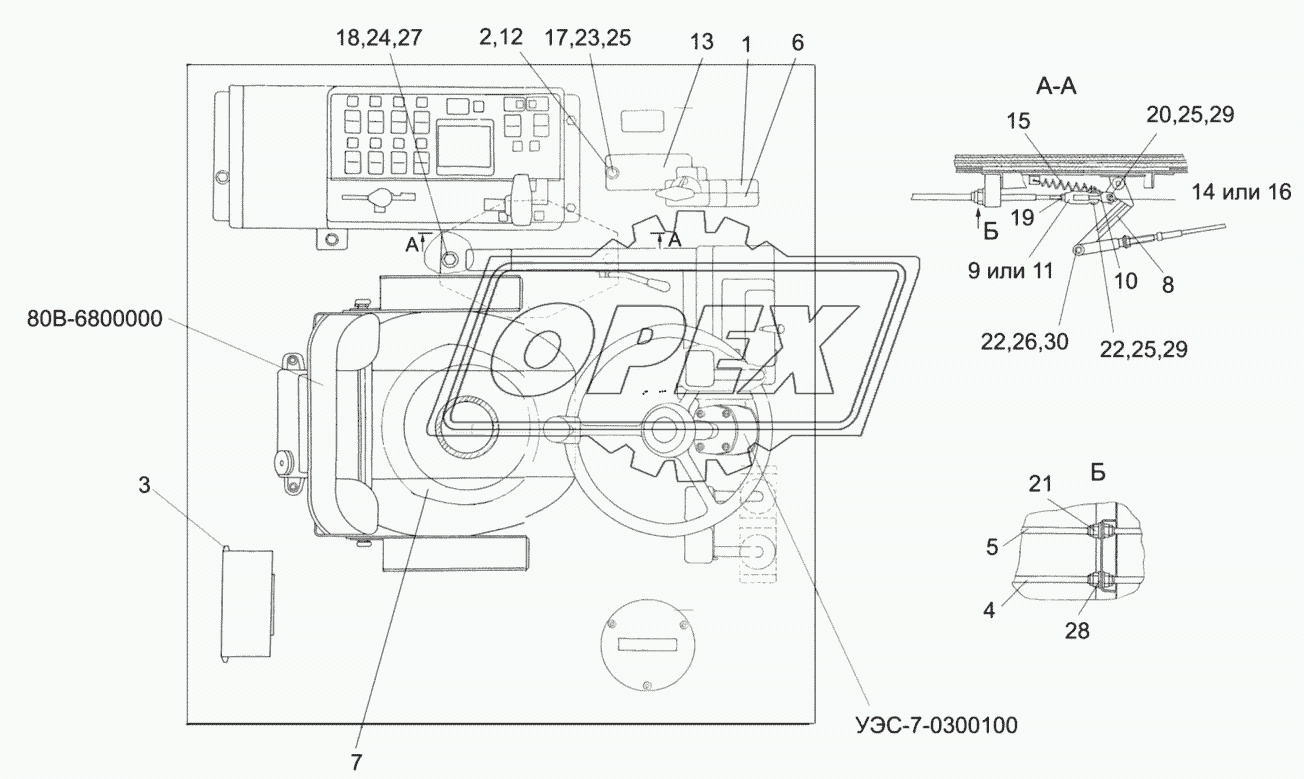 Площадка управления УЭС-7-0300000А (вид сверху)