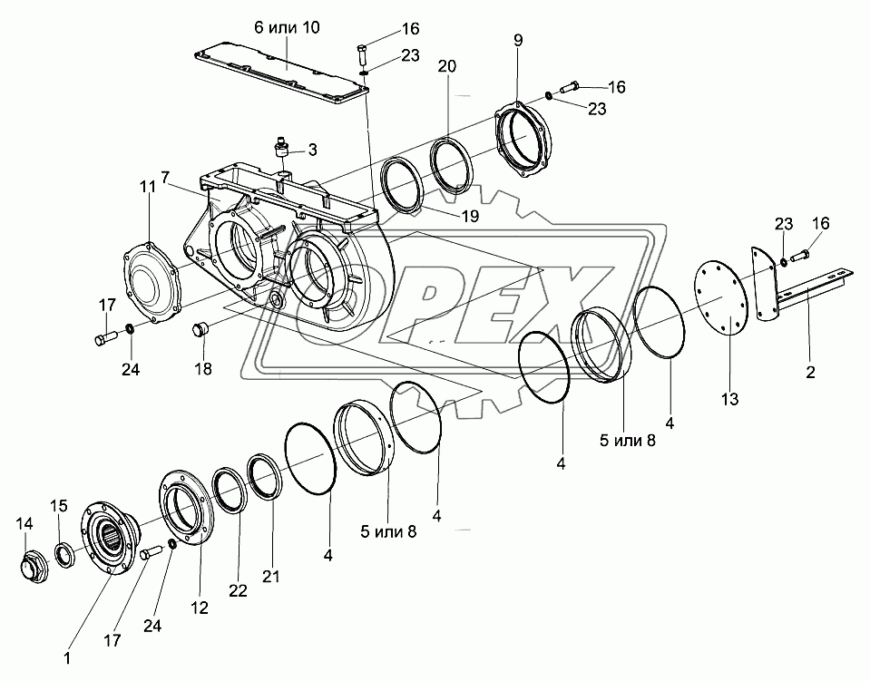 Редуктор цилиндрический УЭС 0108000А (корпус, крышки)