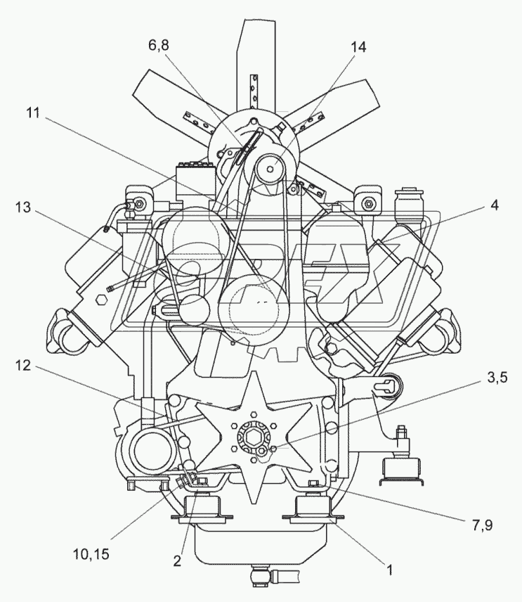 Двигатель УЭС-6-0400360 (вид спереди)