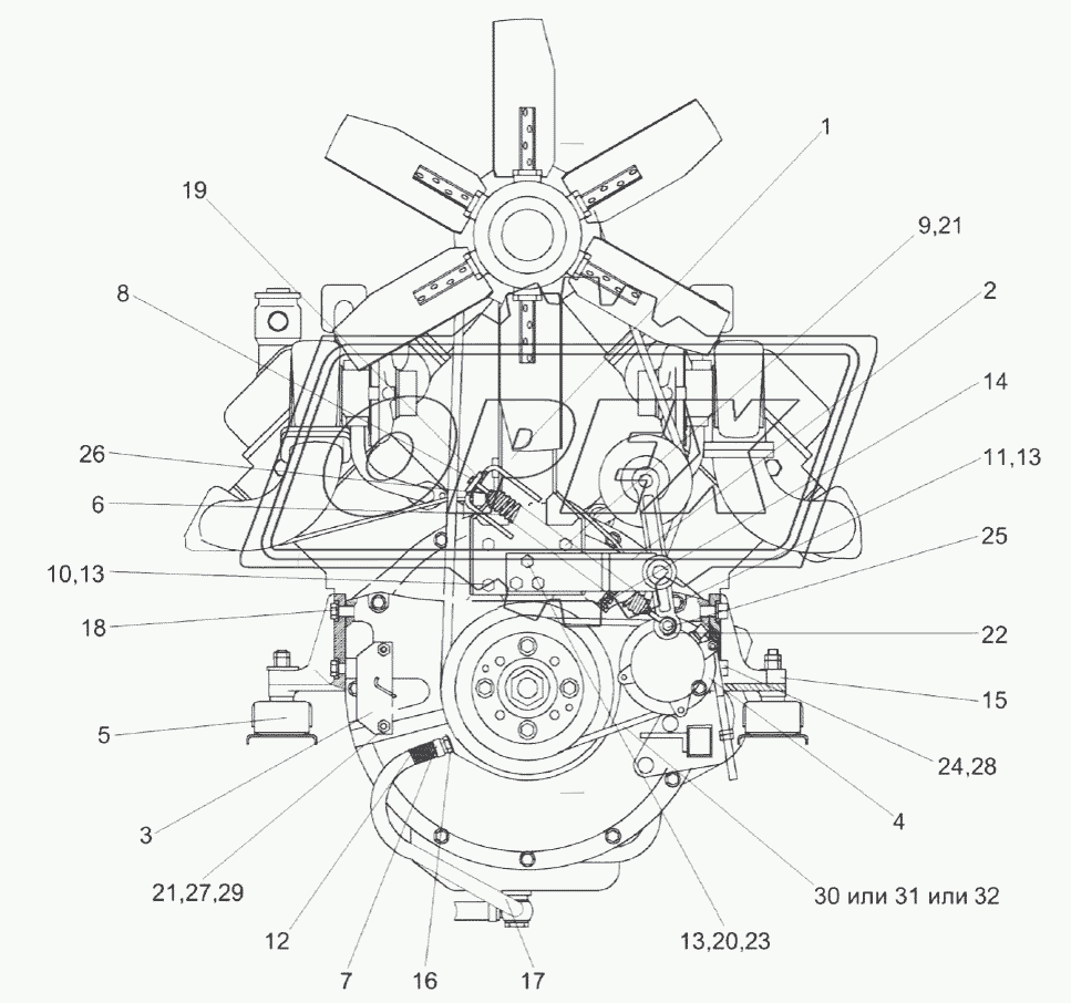 Двигатель УЭС-6-0400360 (вид сзади)