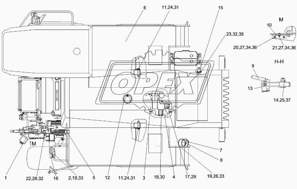 Измельчитель самоходный КГС 0100000 (вид сверху)