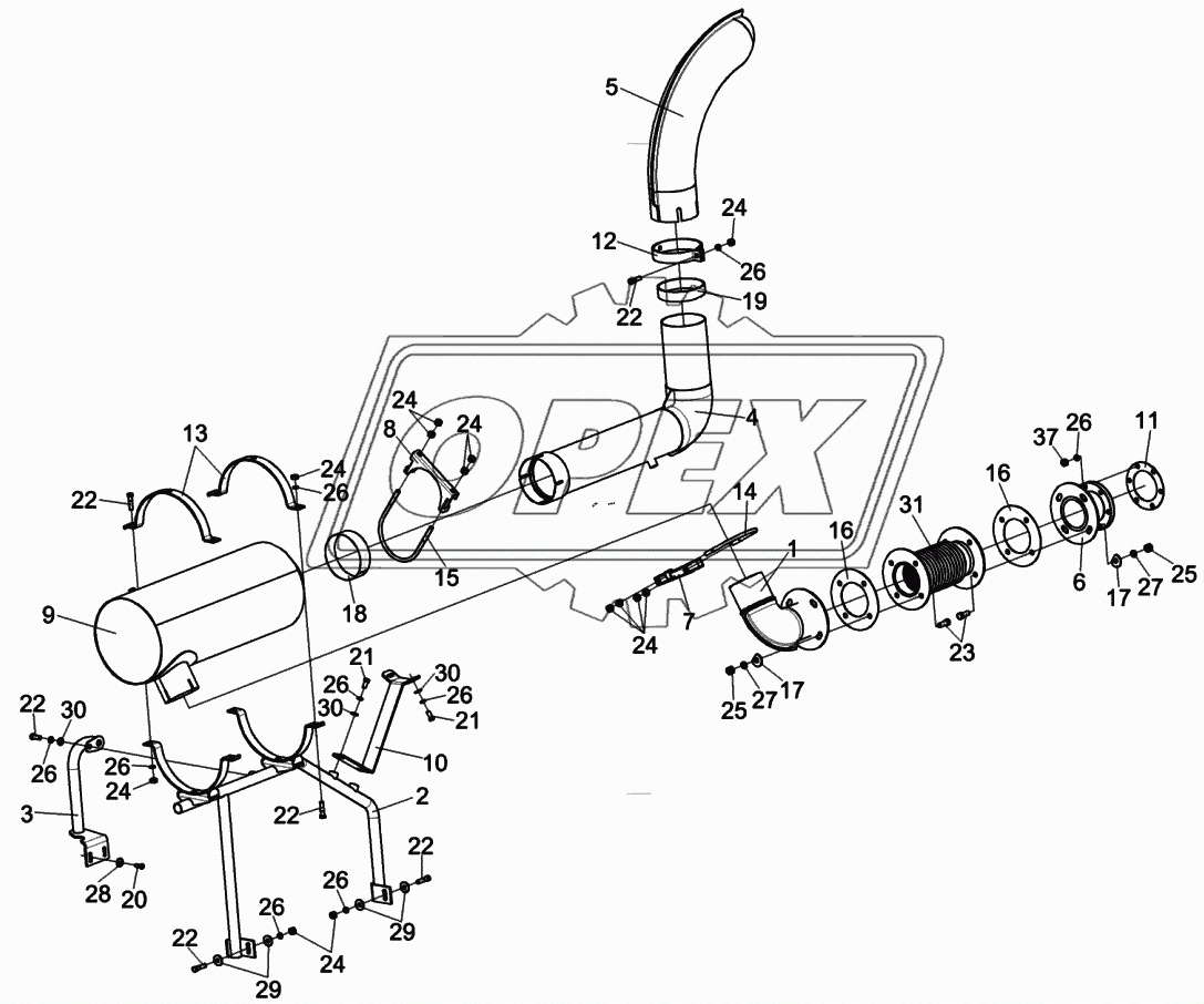 Установка глушителя КСК-6025-0116060