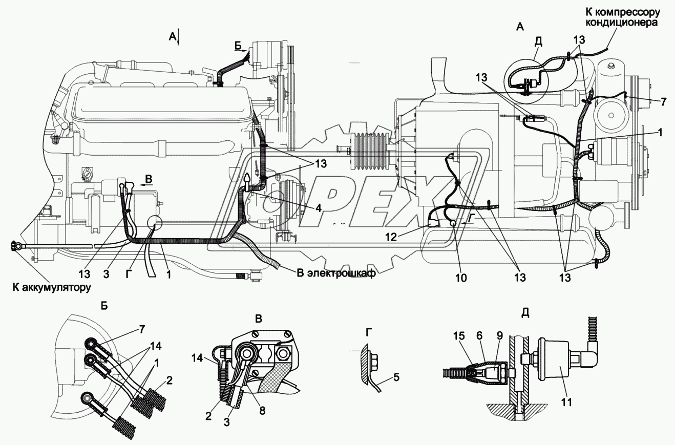 Установка электрооборудования двигателя КСК-6025-0726000