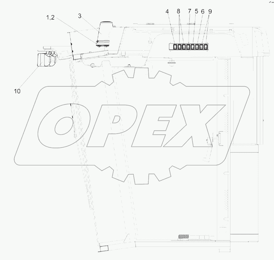 Электрооборудование кабины КВК 0120000 (вид слева)