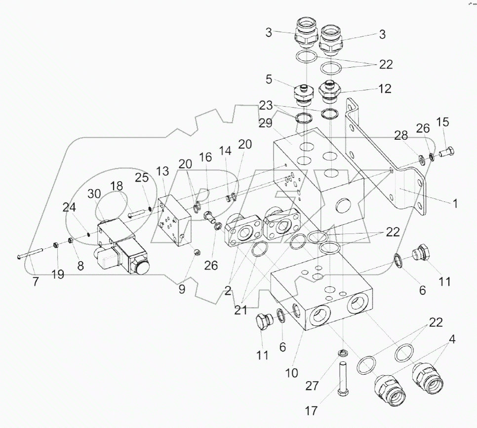 Гидроблок подключения управляемого моста КВК 0601500