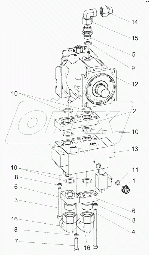 Гидромотор привода питающего аппарата КВК 0604260А