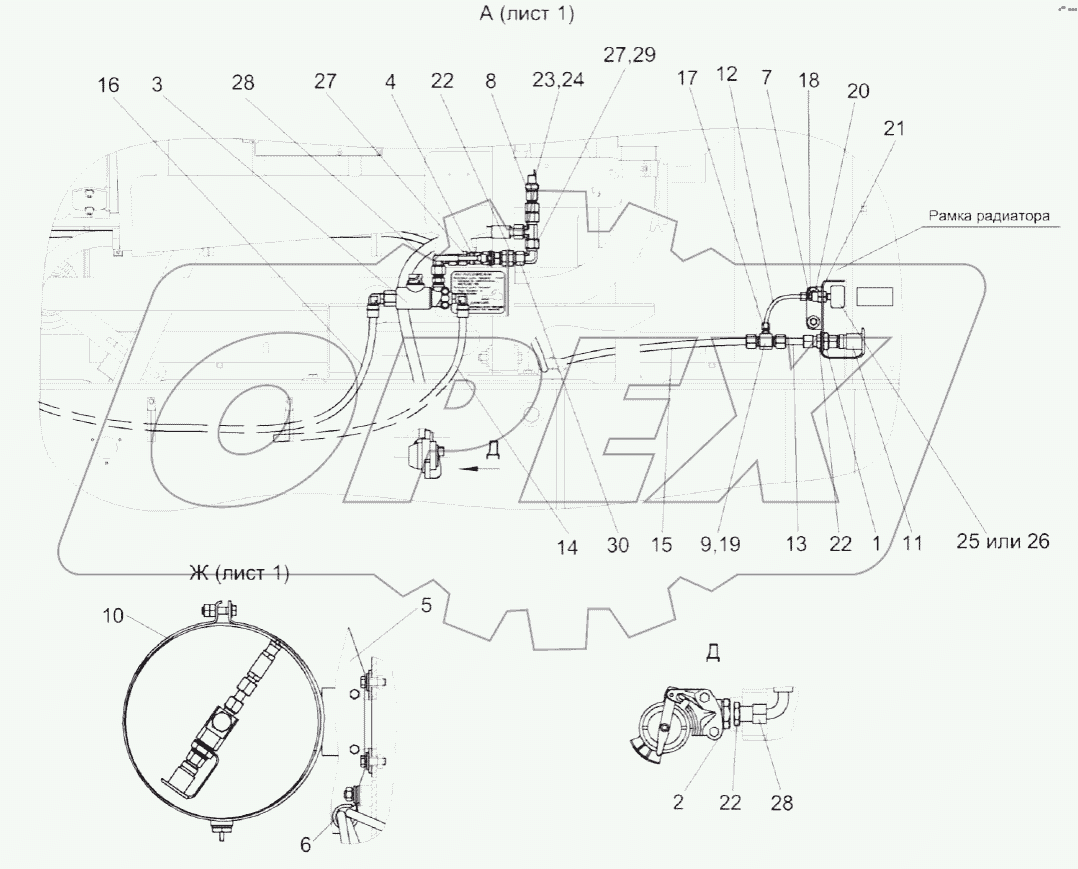 Пневмосистема КВК 0800000 (лист 2)