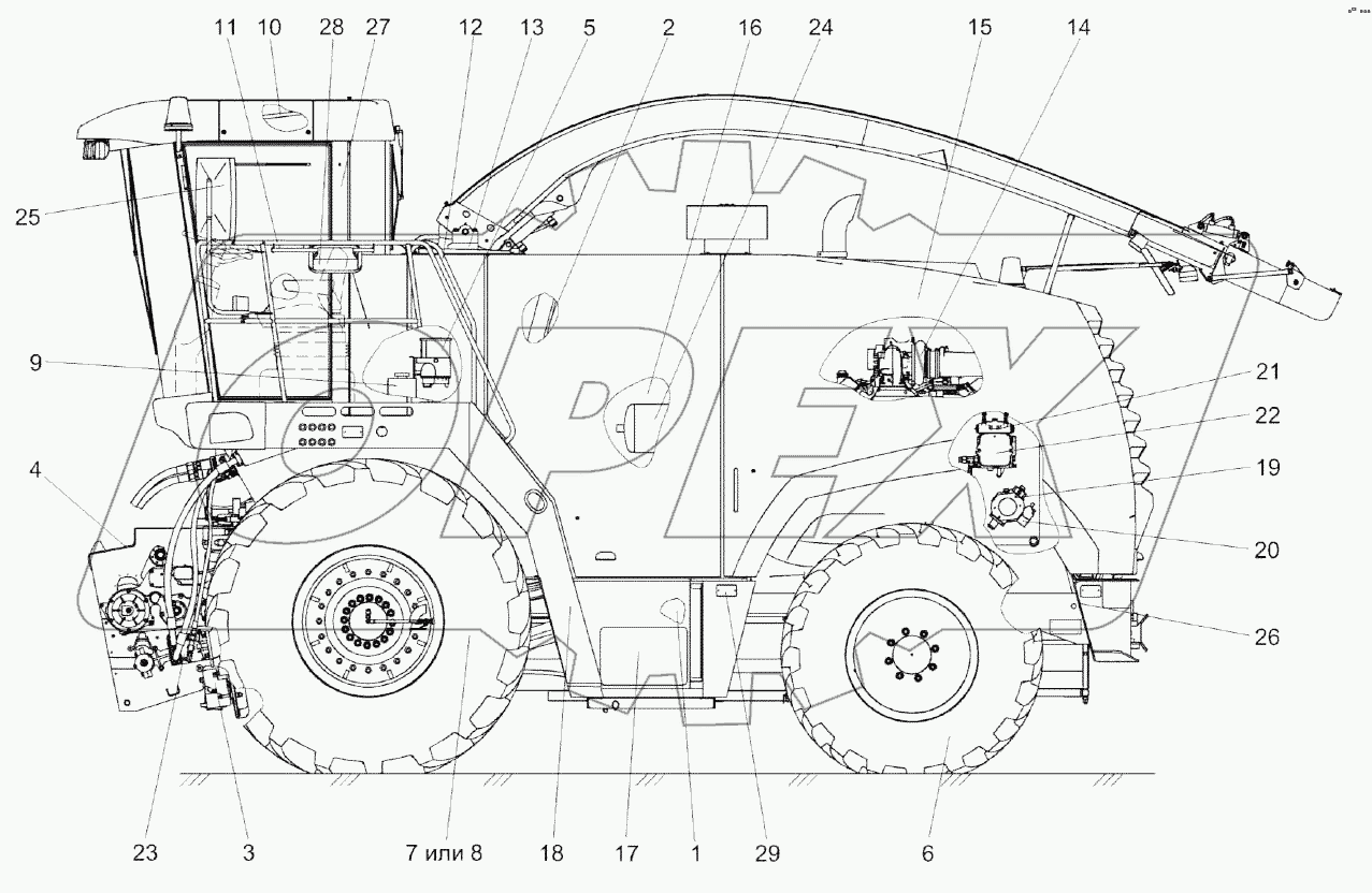 Измельчитель самоходный КВК 0100000 (вид слева)