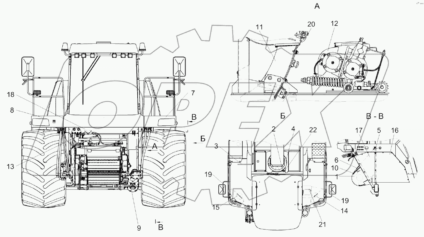 Измельчитель самоходный КВК 0100000-01 (вид спереди)