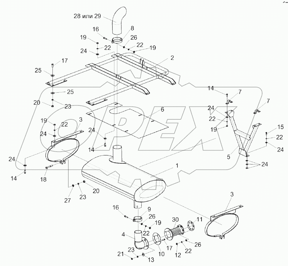 Установка глушителя КВК 0157000Б