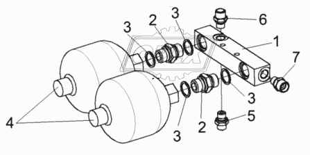 Блок пневмогидроаккумуляторов КВК 0606370