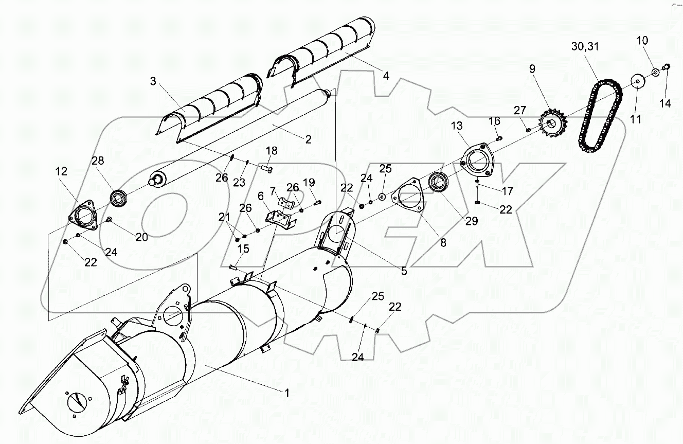 Шнек выгрузной КЗК-8-0206000-01