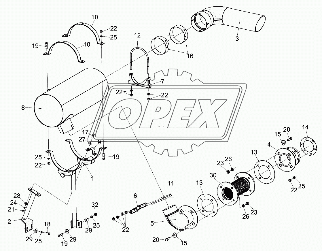 Установка глушителя КЗК-8К-0106060