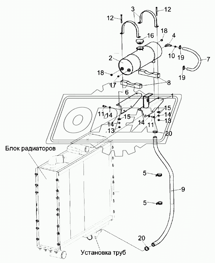 Установка бачка расширительного КЗК-8К-0106070