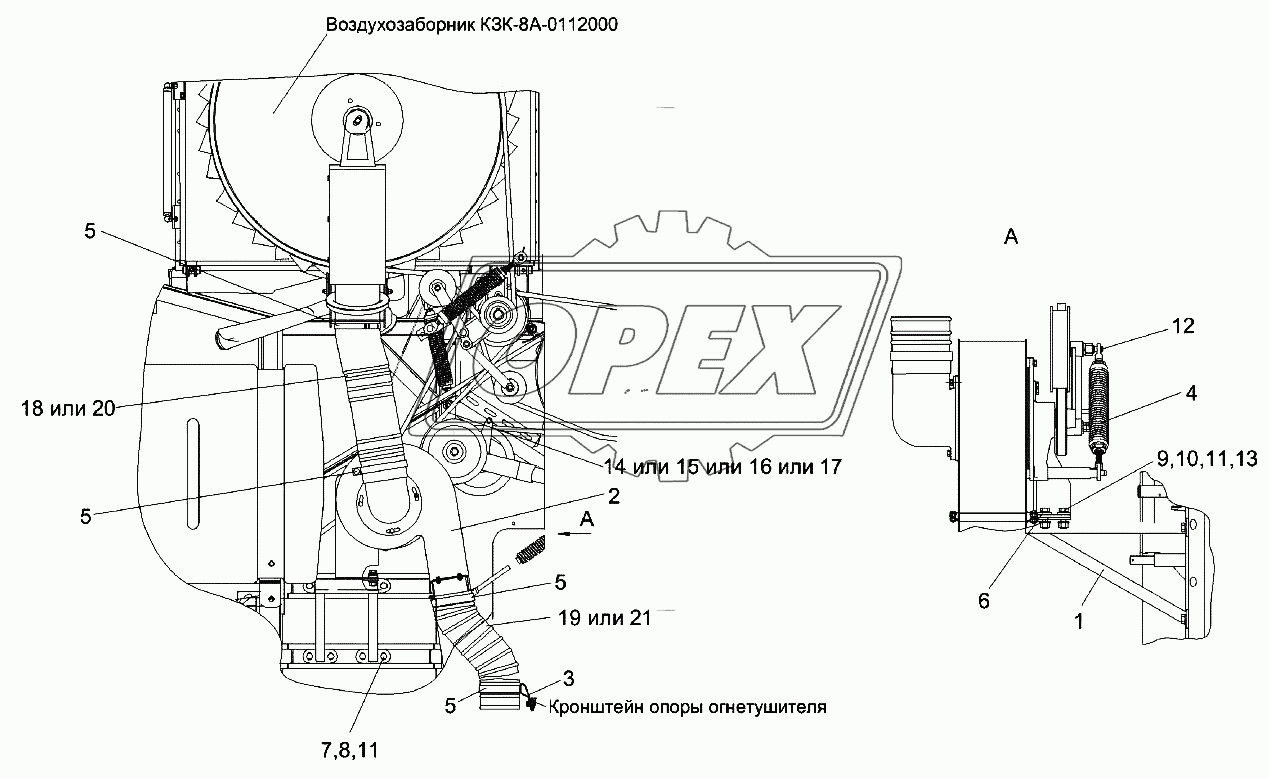 Установка вентилятора КЗК-8А-0112100