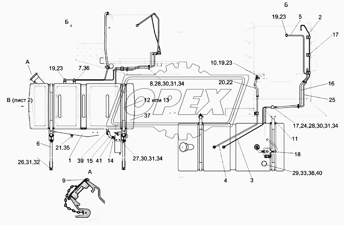 Установка бака топливного КЗК-8А-2-0126000 1