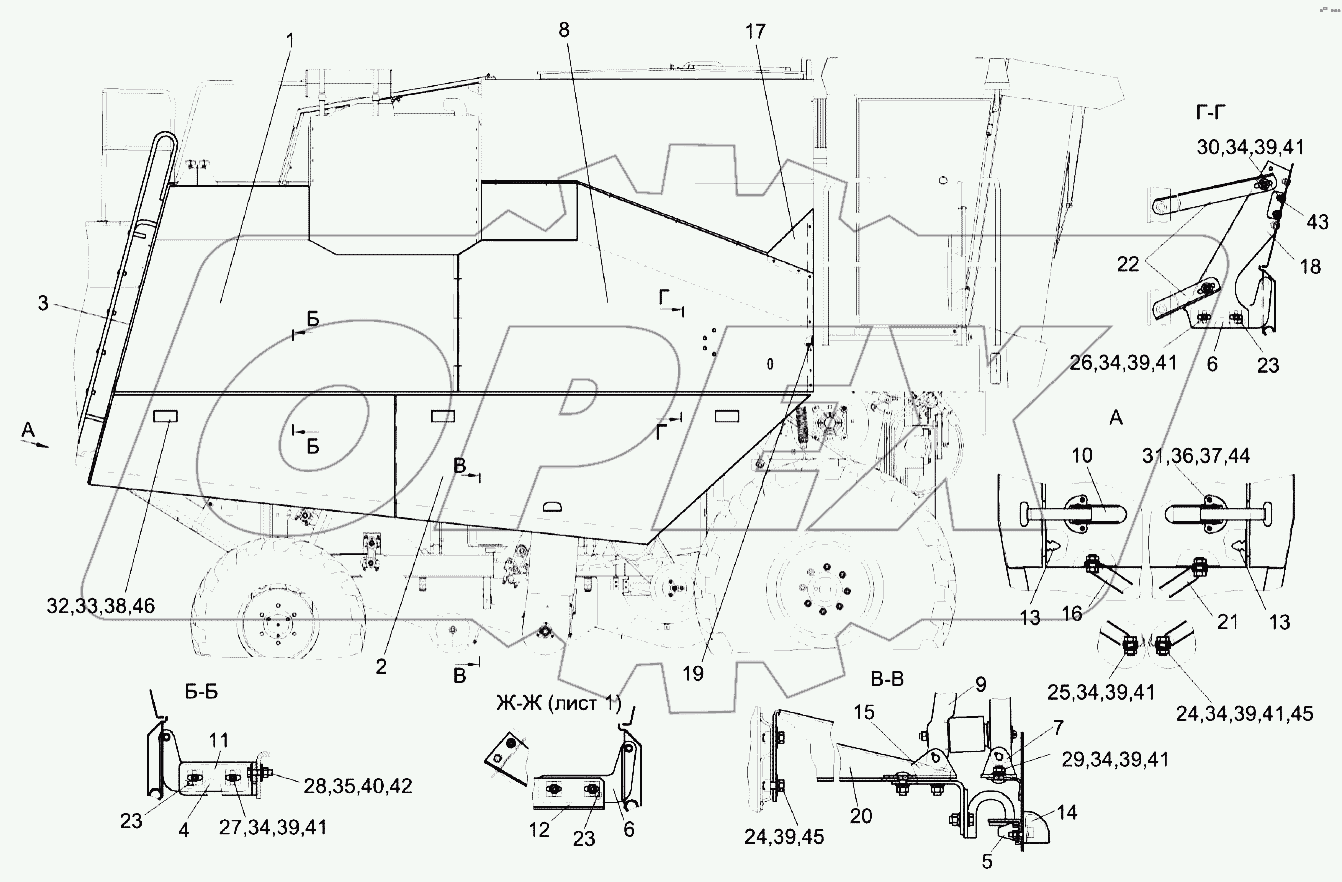 Установка капотов и ограждений КЗК-8А-0128000-03