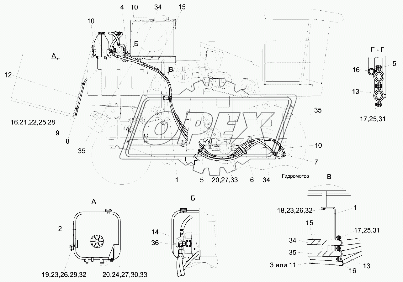Гидросистема привода ходовой части КЗК-8А-0601000 1