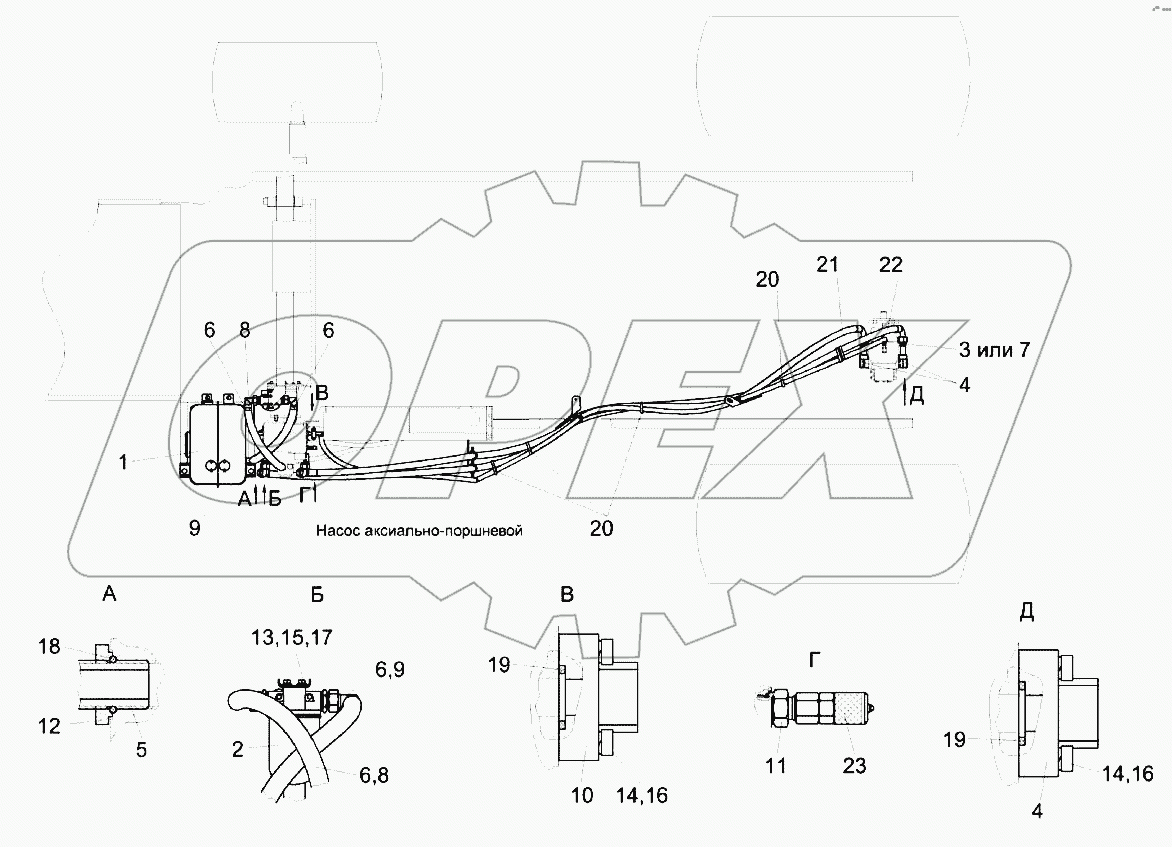Гидросистема привода ходовой части КЗК-8А-0601000