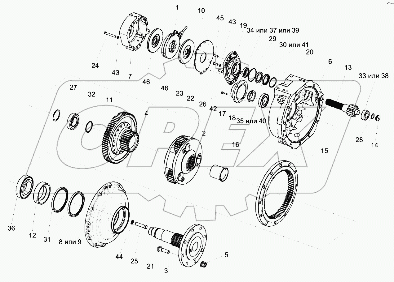 Редуктор бортовой правый УЭС 0107070А-04