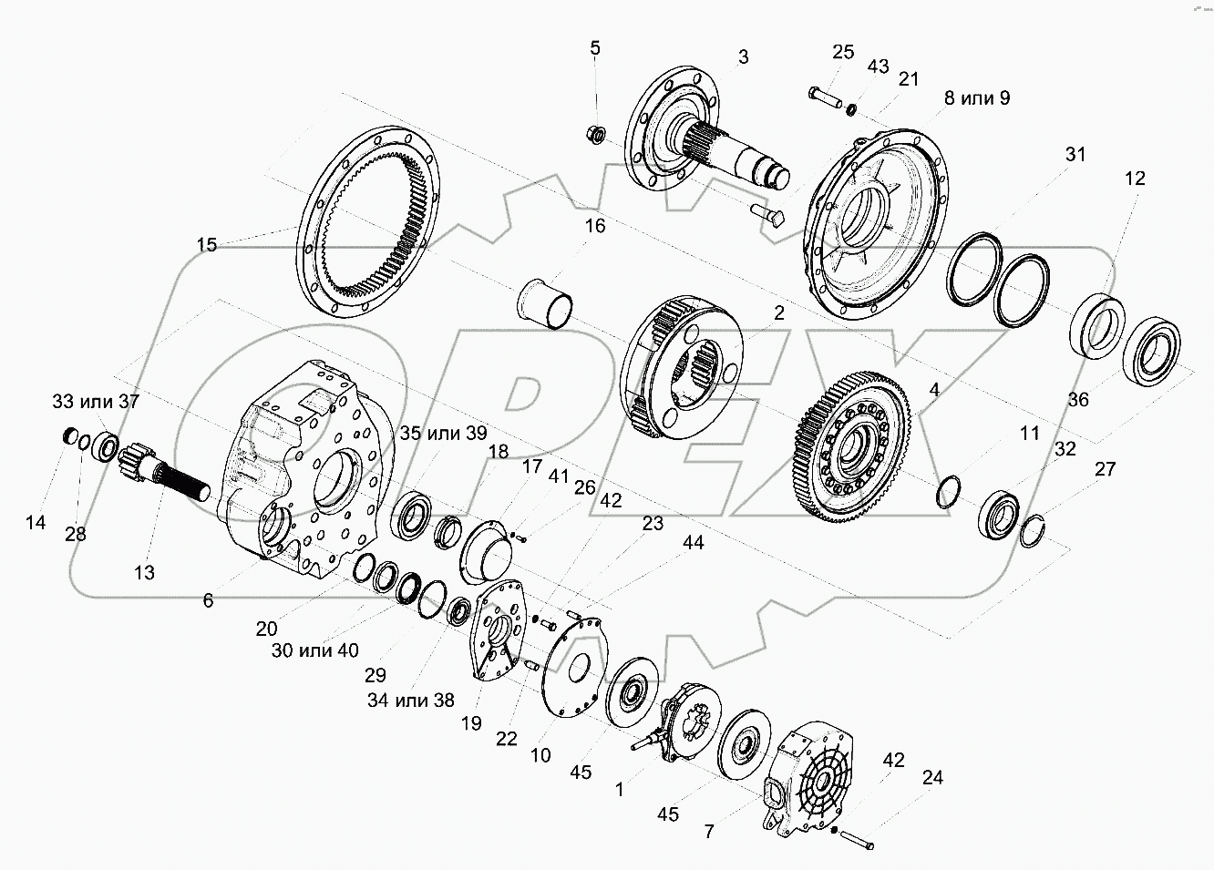 Редуктор бортовой левый УЭС 0107150-03