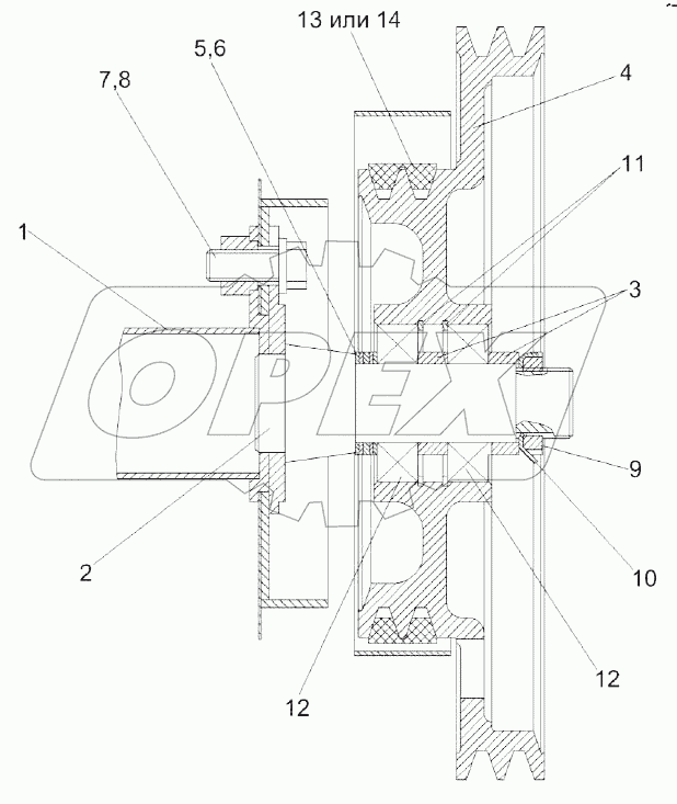 Установка шкива КЗК 0202810А