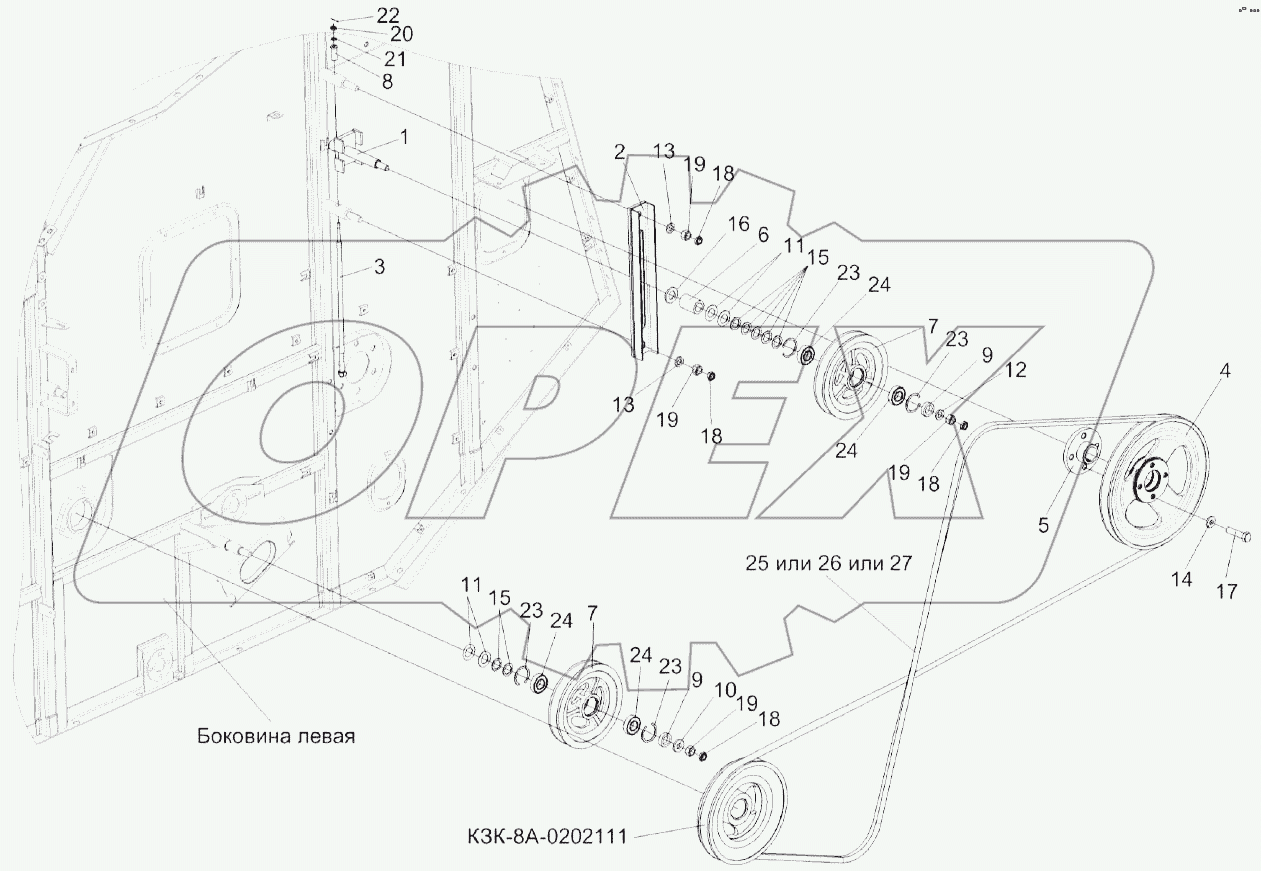 Установка привода соломотряса