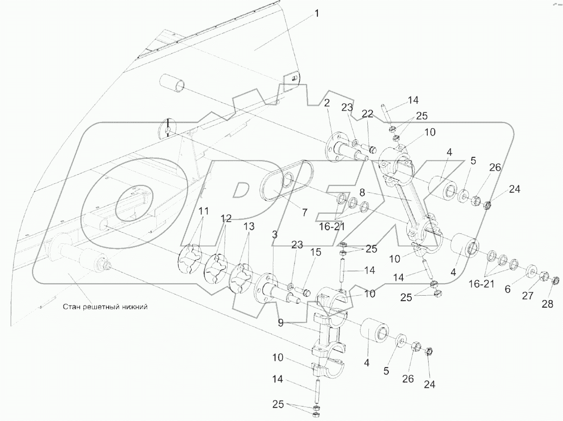 Установка привода стана решетного верхнего КЗК 0260000Б-01