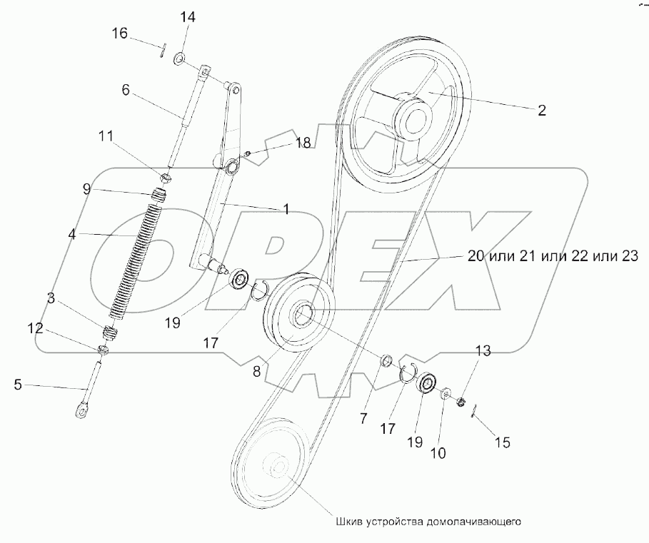 Установка привода устройства домолачивающего