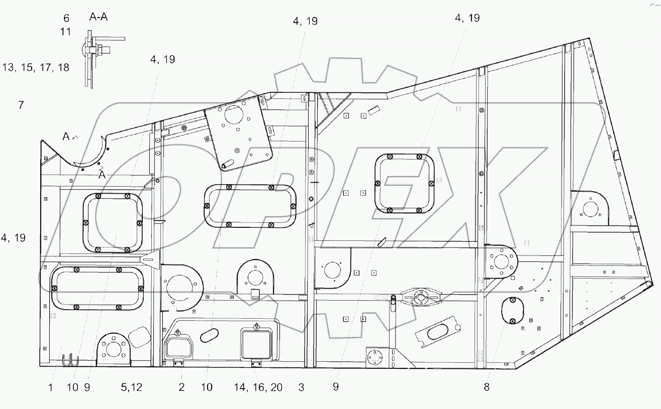 Боковина левая КЗК-8А-02020050