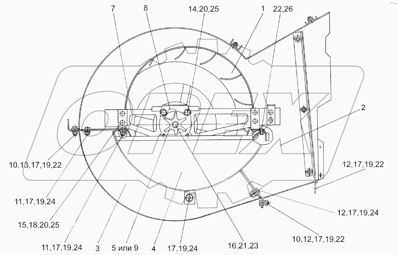 Вентилятор КЗК 0217000Б-01 (вид слева)
