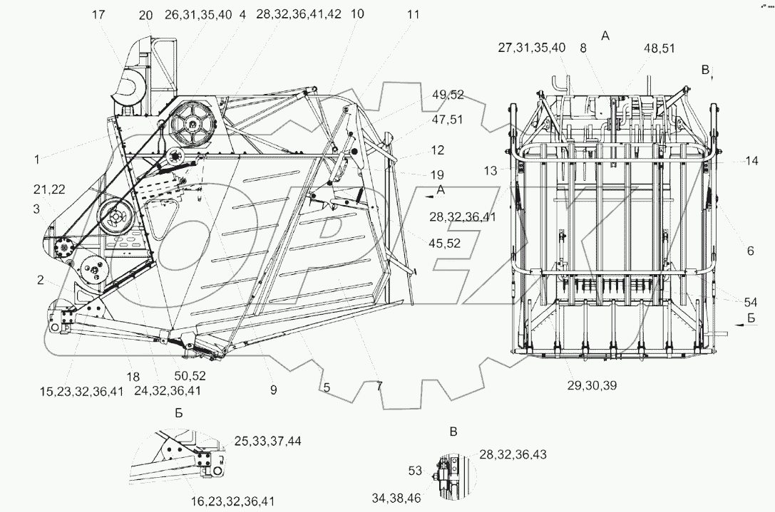 Установка копнителя КЗК-8К-2-0400000