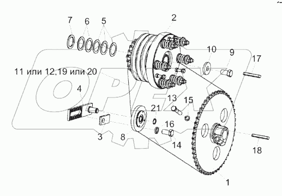 Установка привода половонабивателя КЗК-8К-0400020
