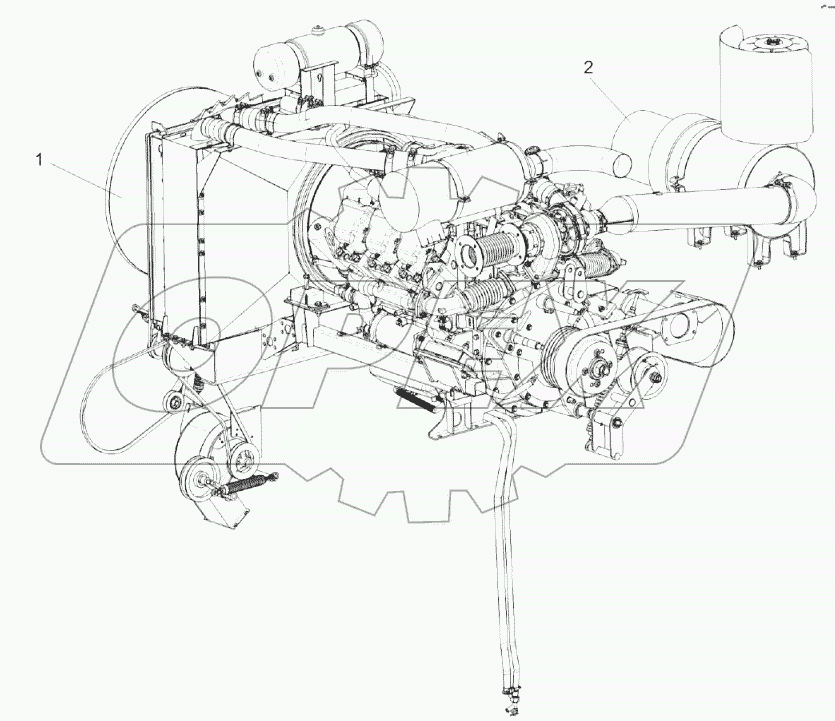Установка двигателя КЗК-8А-2-0106000