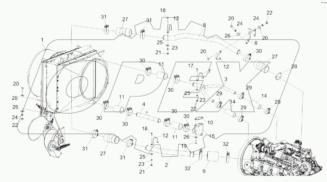 Установка блока радиаторов КЗК-8А-2-0106040