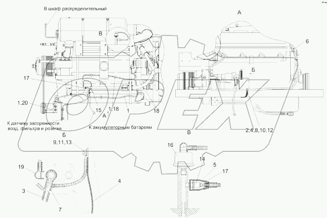 Электрооборудование установки двигателя