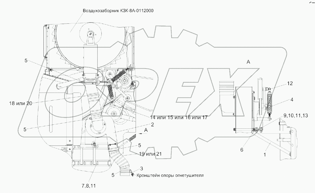 Установка вентилятора КЗК-8А-0112100