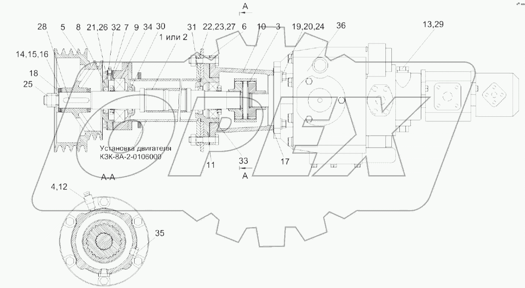 Привод насоса ходовой части КЗК-8А-2-0222000