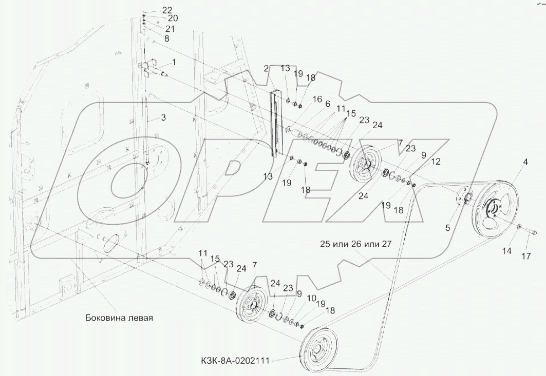 Установка привода соломотряса