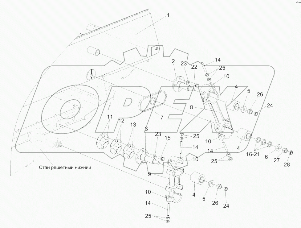 Установка привода стана решетного верхнего КЗК 0260000Б-01