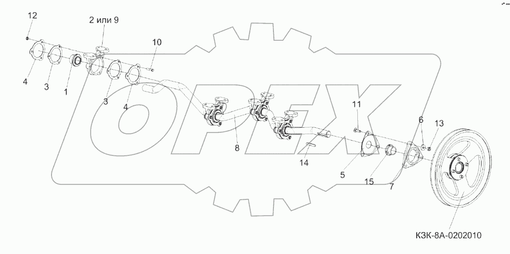 Вал коленчатый ведущий КЗК-8А-0212010