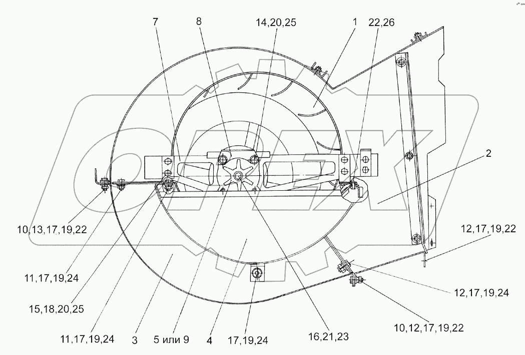 Вентилятор КЗК 0217000Б-01 (вид слева)