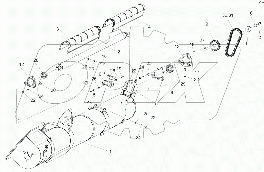 Шнек выгрузной КЗК-8-0206000-01