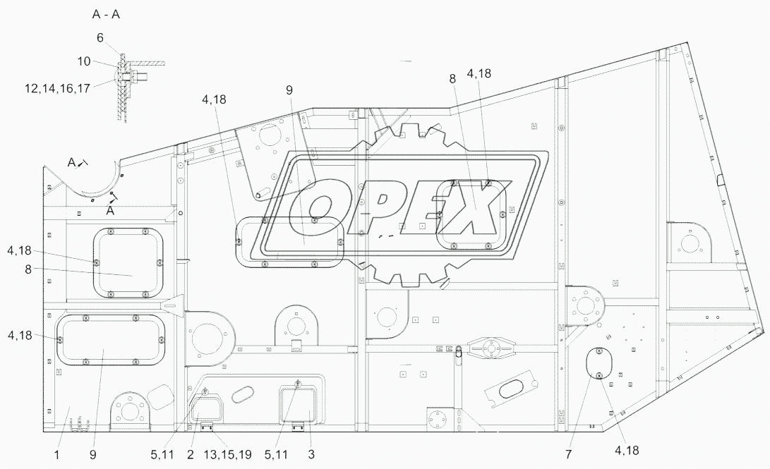 Боковина левая КЗК-8А-0202050